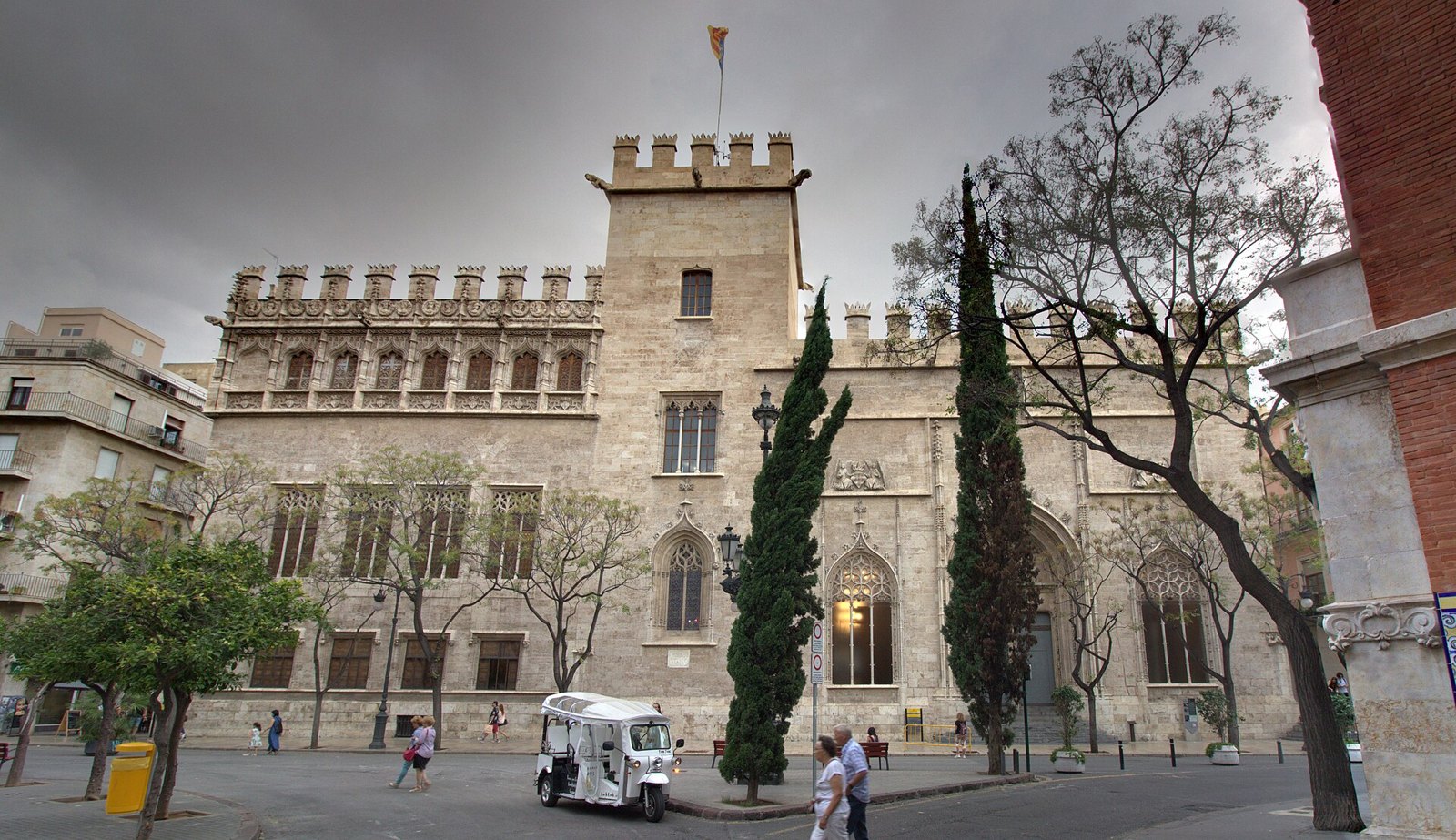 Gothic stone façade of La Lonja de la Seda